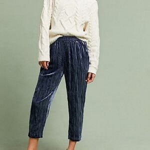 Anthropologie Ett Twa Blue Crushed Velvet Sweat Pants XSP